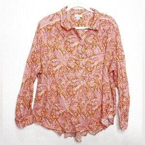 Sundance‎ Women's Long-Sleeved Popover Paisley Print Top Size XXL